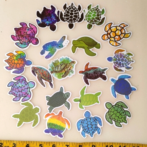 Office | Set Of 2 Cute Colorful Sea Turtle Animal Stickers | Poshmark